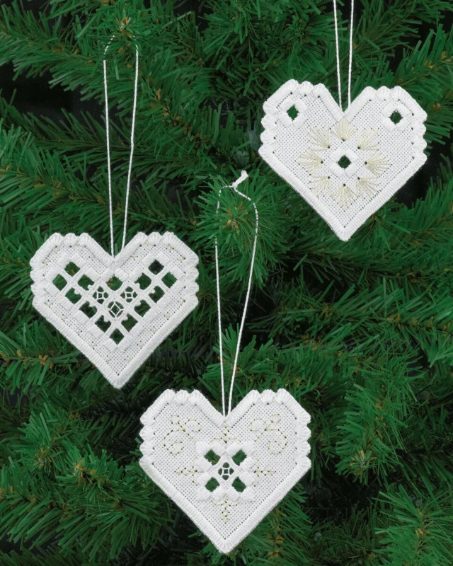 Kit Ricamo Hardanger cuore x3 7,5 x 7 cm