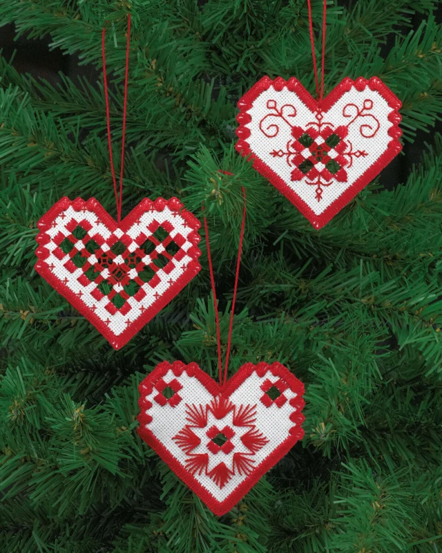 Kit per ricamo Hardanger cuore rosso x3 7,5x8 cm
