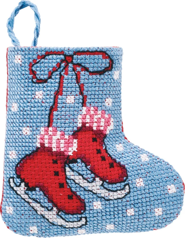Kit di Ricamo Calze da Pattinaggio di Natale 7 x 8 cm