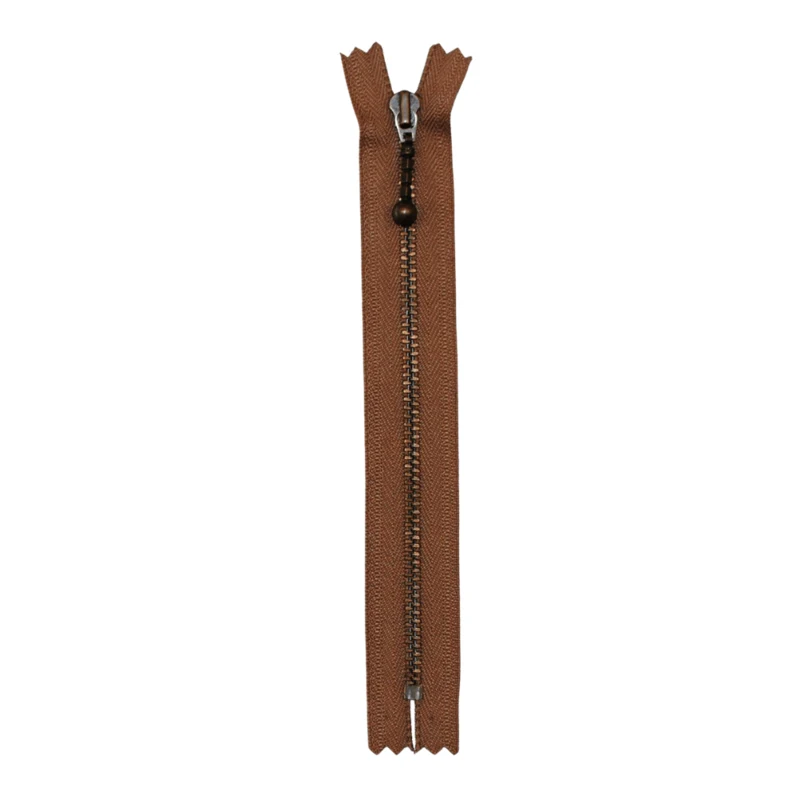 YKK Cerniera Fissa Ottone Anticato 4 mm 17 cm 008 Marrone chiaro