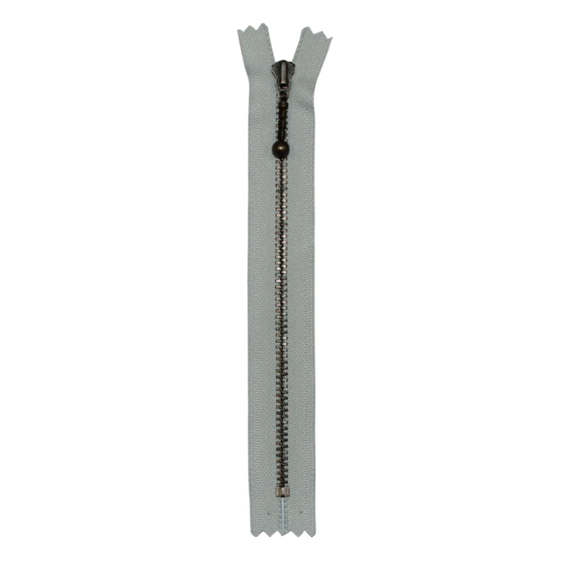 YKK Cerniera Fissa Ottone Anticato 4 mm 17 cm 574 Grigio chiaro