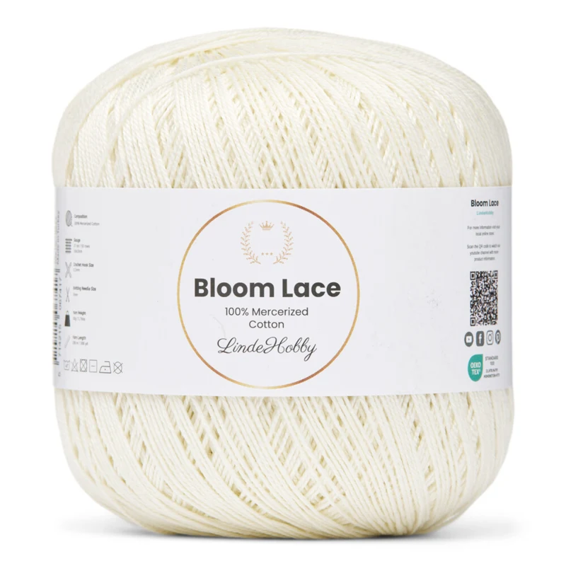 LindeHobby Bloom Lace Mercerized Cotton 30 Bianco naturale