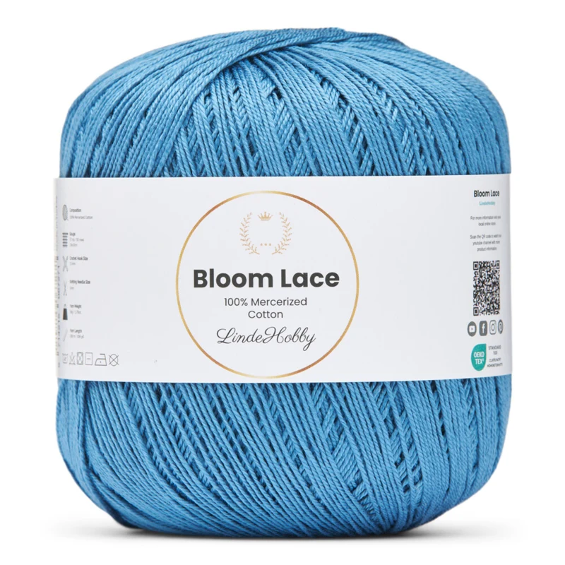 LindeHobby Bloom Lace Mercerized Cotton 16 Blu denim