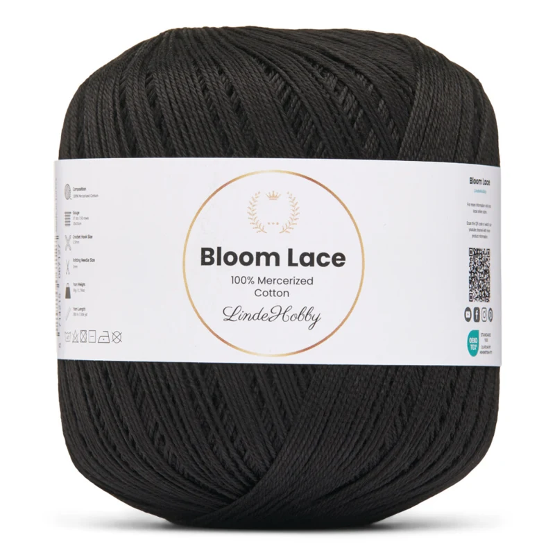 LindeHobby Bloom Lace Mercerized Cotton 01 Nero