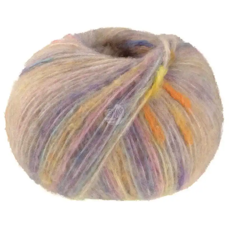Lana Grossa Cassata 07 Beige chiaro/giallo/arancione/blu jeans/rosa