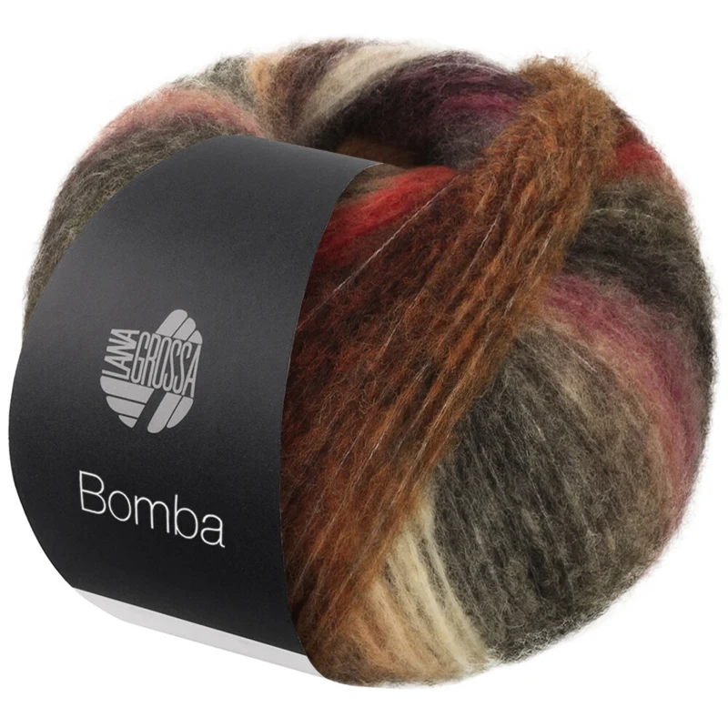 Lana Grossa Bomba 08 Mattone-/rosso grigiastro/marrone grigiastro/antracite/grigio scuro/oliva/verde grigiastro