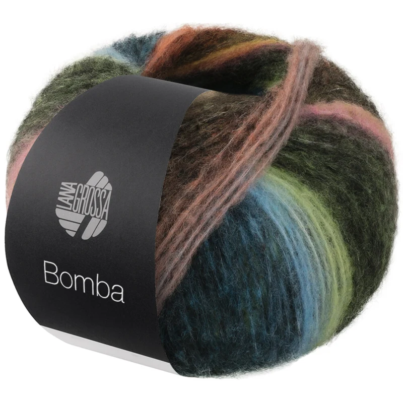 Lana Grossa Bomba 07 Pesca/bianco-/chiaro-/verde scuro/grigio petrolio/-marrone/blu turchese