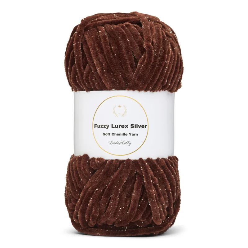 LindeHobby Fuzzy Chenille Silver Lurex 20 Caffè amaro