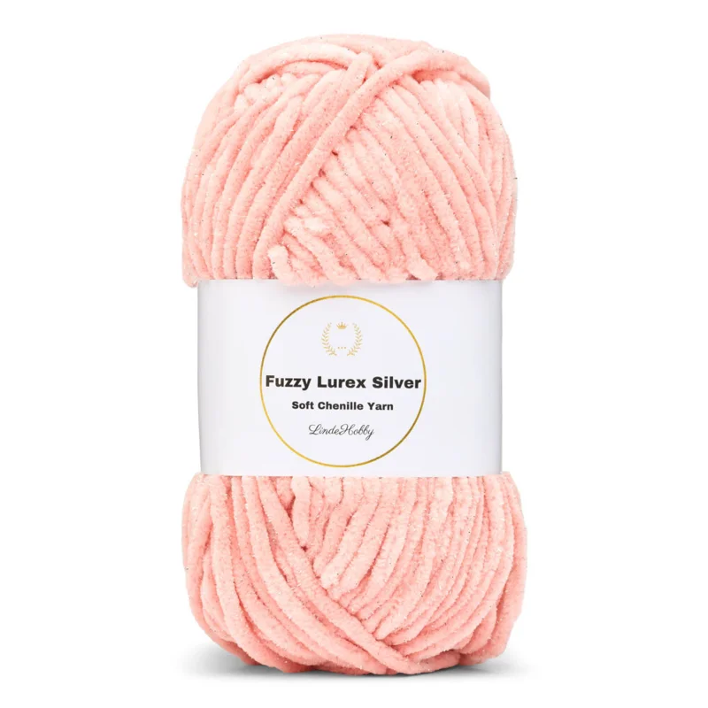 LindeHobby Fuzzy Chenille Silver Lurex 06 Salmone