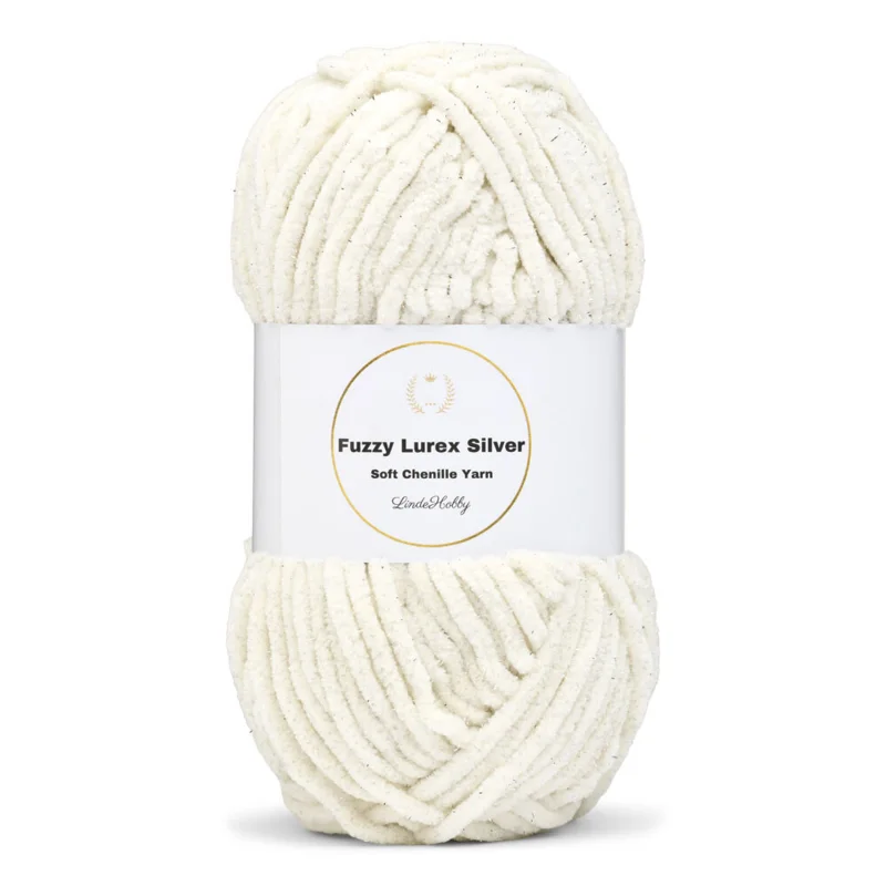 LindeHobby Fuzzy Chenille Silver Lurex 10 Crema (beige chiaro)