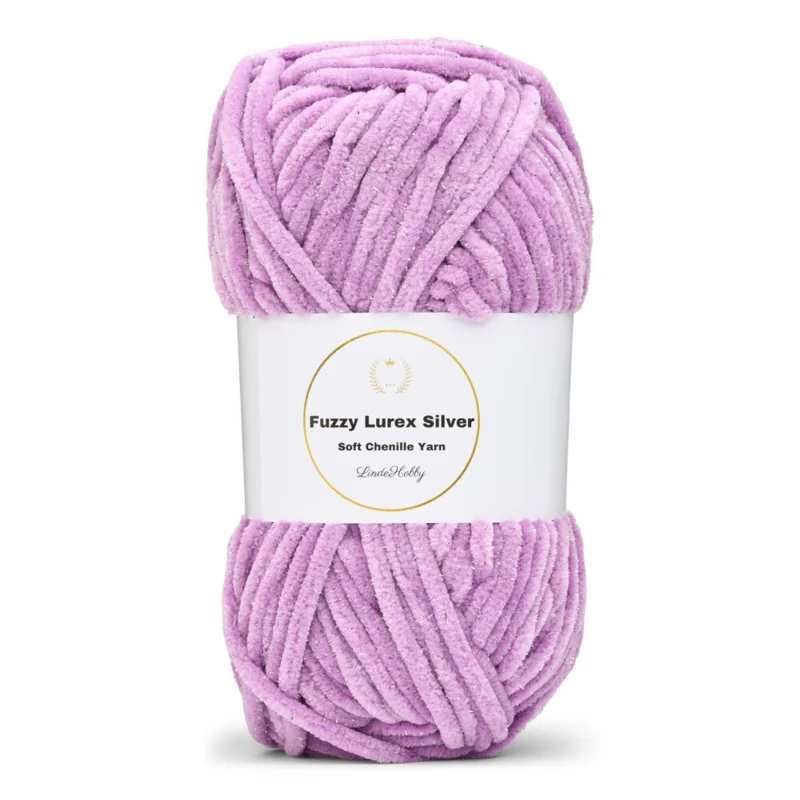 LindeHobby Fuzzy Chenille Silver Lurex 41 Lilla