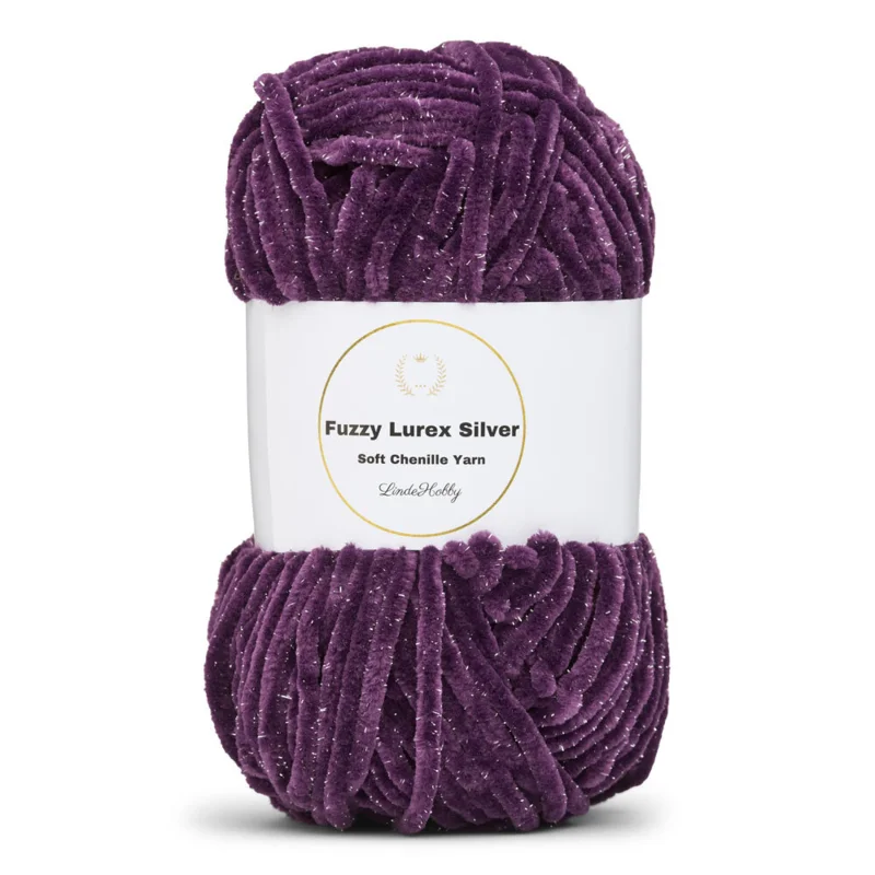 LindeHobby Fuzzy Chenille Silver Lurex 15 Prugna