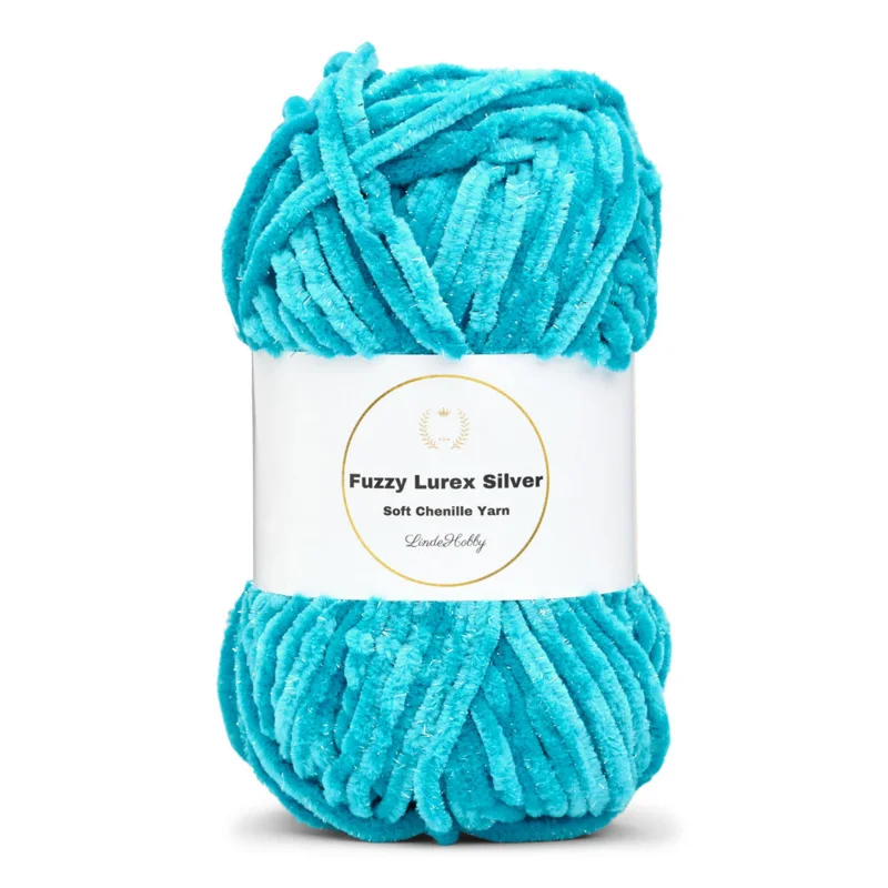 LindeHobby Fuzzy Chenille Silver Lurex 31 Turchese