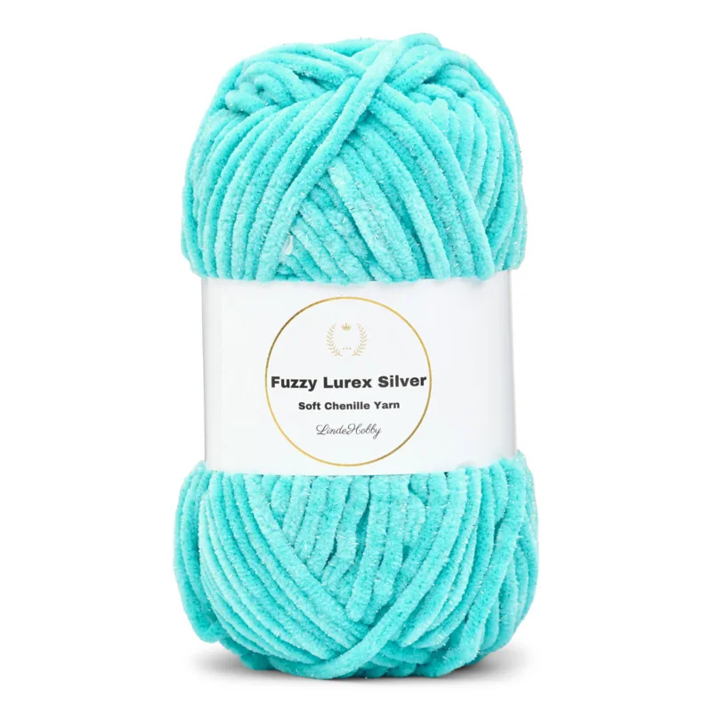 LindeHobby Fuzzy Chenille Silver Lurex 13 Turchese scuro