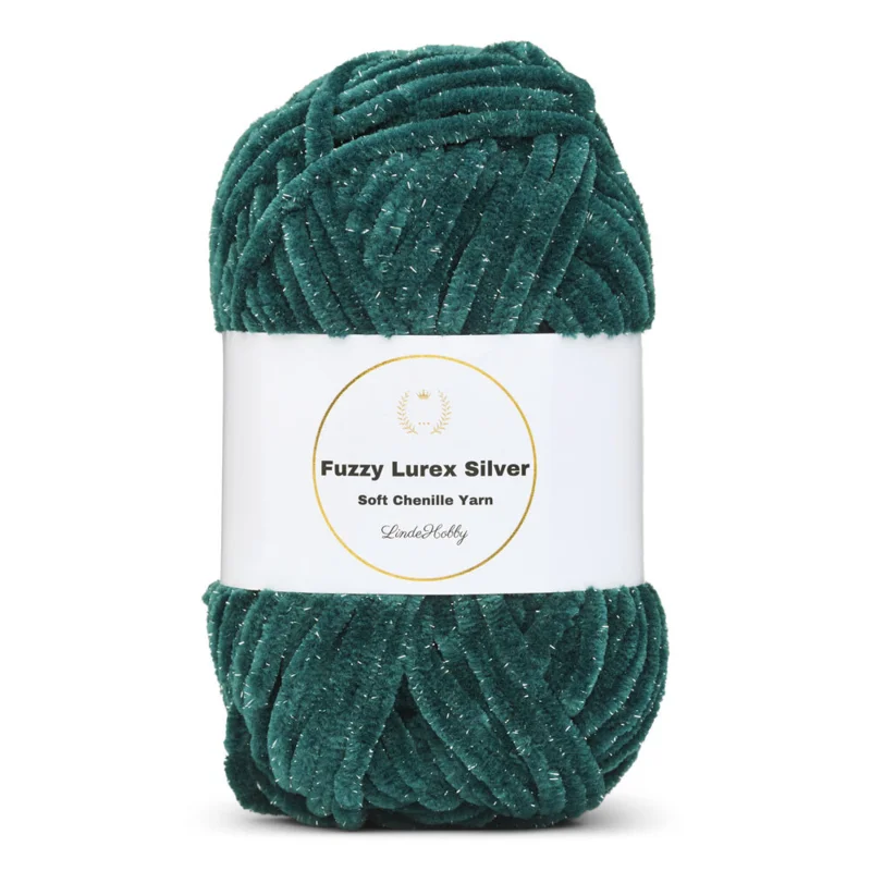 LindeHobby Fuzzy Chenille Silver Lurex 28 Smeraldo