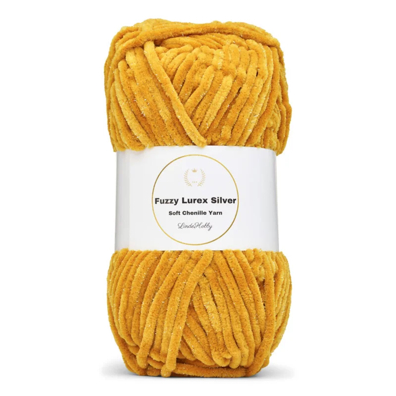 LindeHobby Fuzzy Chenille Silver Lurex 16 Senape