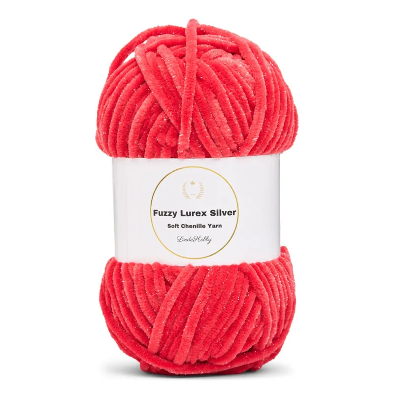 LindeHobby Fuzzy Chenille Silver Lurex 35 Corallo