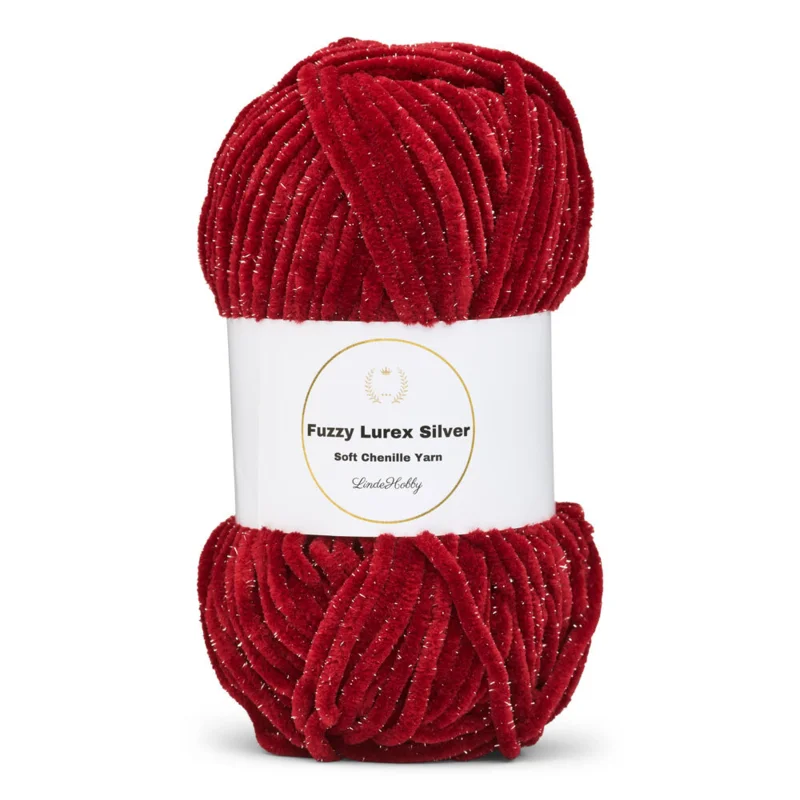 LindeHobby Fuzzy Chenille Silver Lurex 12 Borgogna