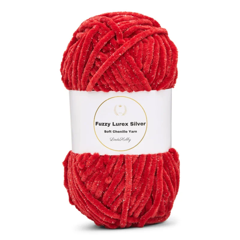 LindeHobby Fuzzy Chenille Silver Lurex 27 Rubino