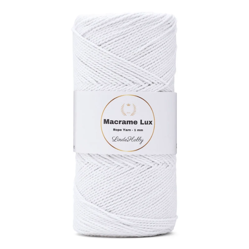 LindeHobby Macrame Lux, Corda per macramè, 1 mm 15 Bianco