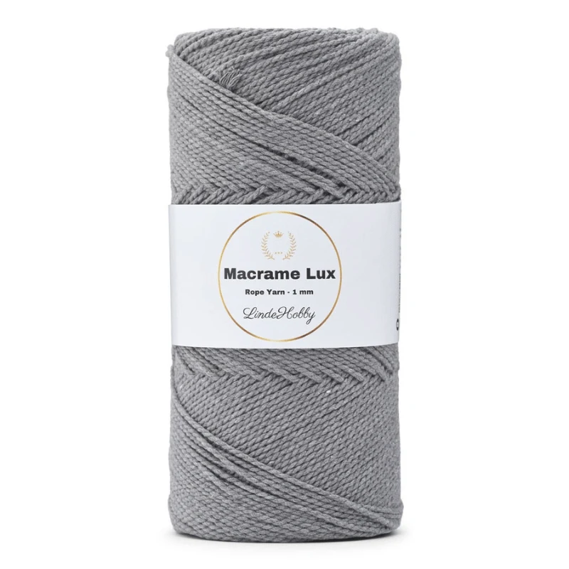 LindeHobby Macrame Lux, Corda per macramè, 1 mm 04 Fumè