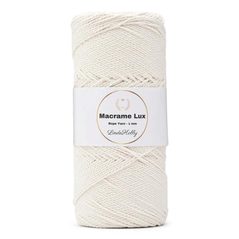 LindeHobby Macrame Lux, Corda per macramè, 1 mm 01 Bianco zucchero