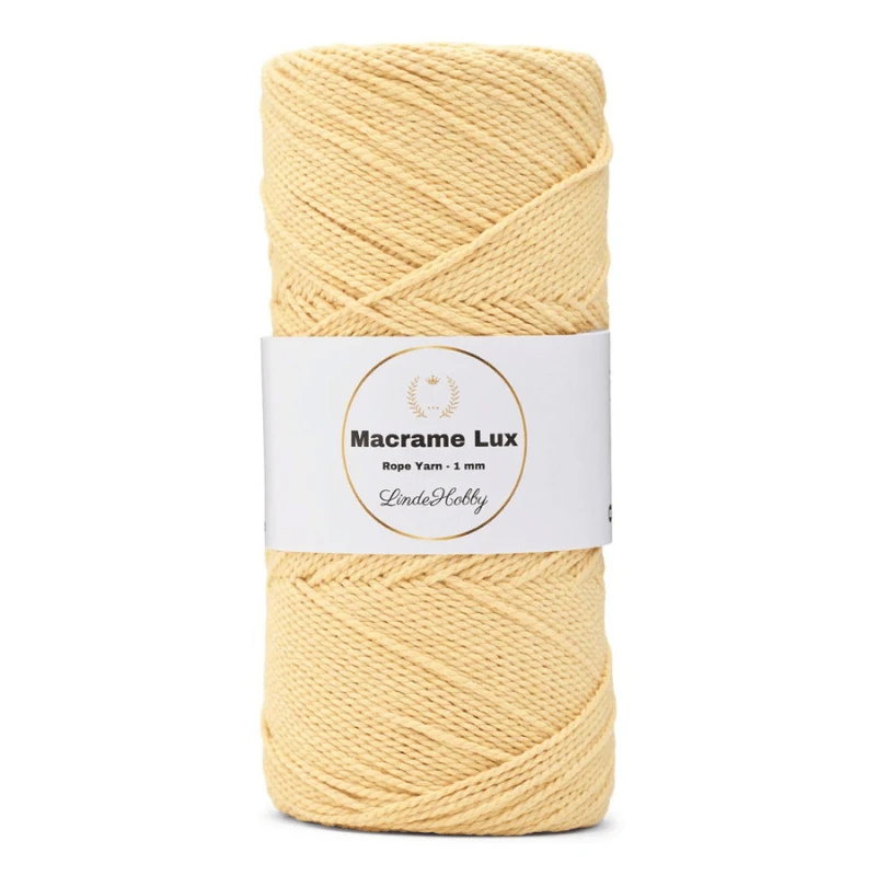 LindeHobby Macrame Lux, Corda per macramè, 1 mm 08 Giallo chiaro