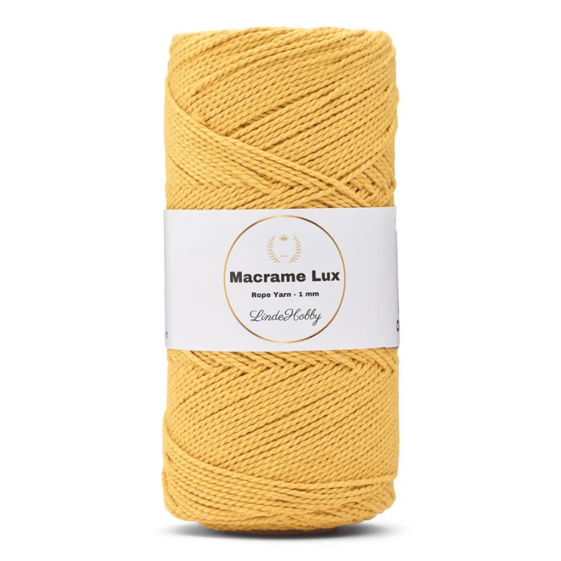 LindeHobby Macrame Lux, Corda per macramè, 1 mm 07 Giallo