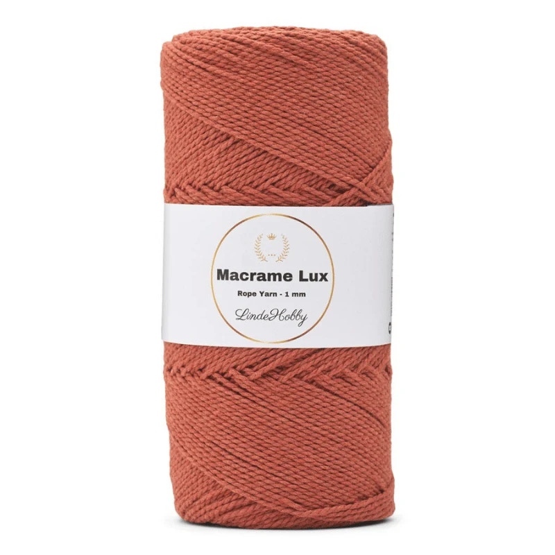 LindeHobby Macrame Lux, Corda per macramè, 1 mm 09 Arancione bruciato