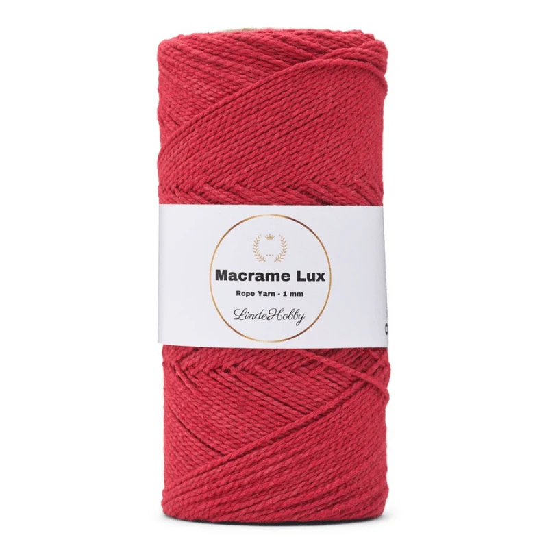 LindeHobby Macrame Lux, Corda per macramè, 1 mm 10 Rosso