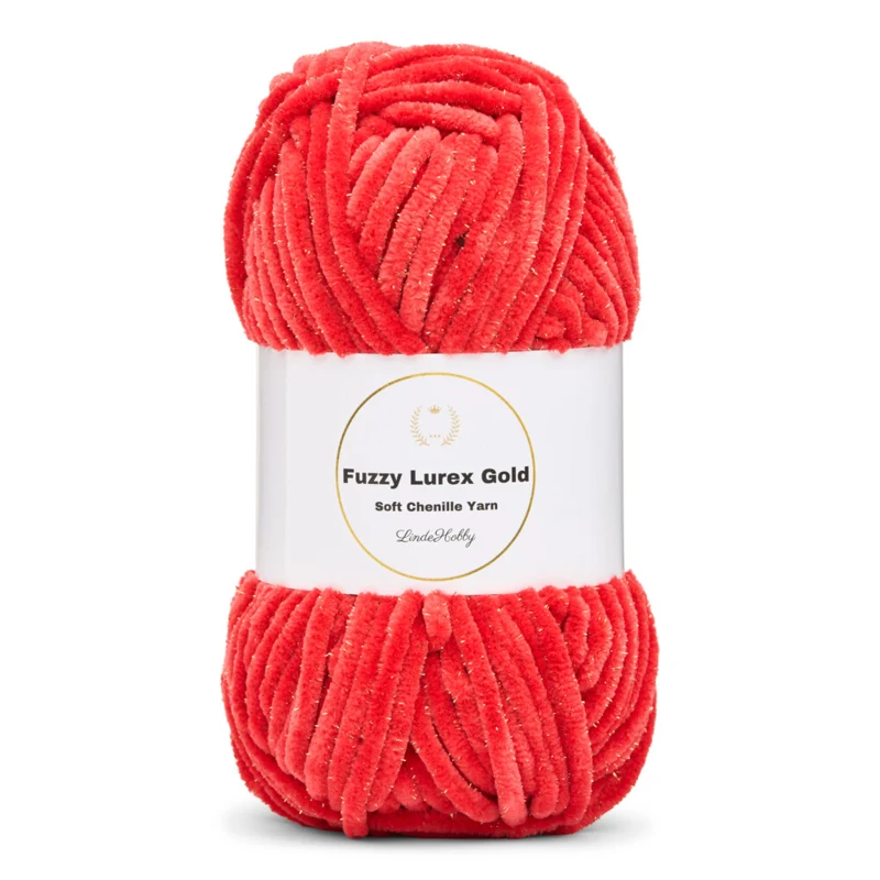 LindeHobby Fuzzy Chenille Gold Lurex 35 Corallo
