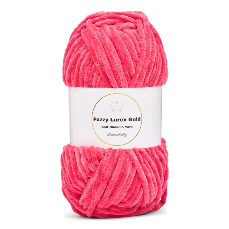 LindeHobby Fuzzy Chenille Gold Lurex 21 Rosa zucchero scuro