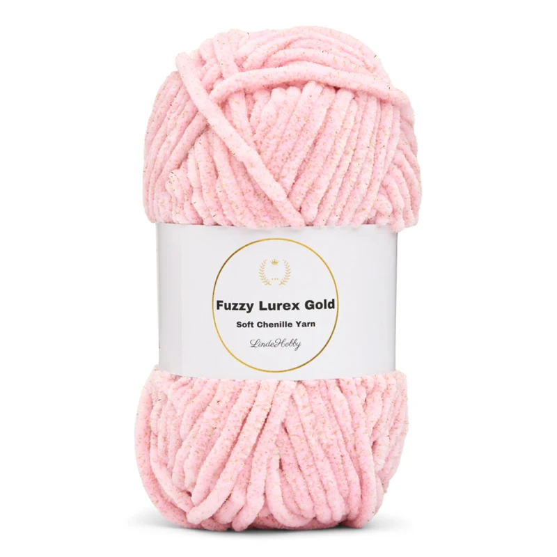 LindeHobby Fuzzy Chenille Gold Lurex 04 Rosa baby (chiaro)