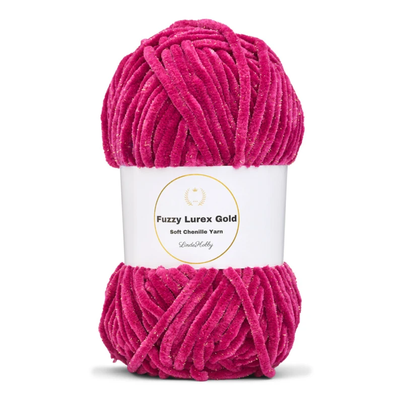 LindeHobby Fuzzy Chenille Gold Lurex 45 Fucsia scuro
