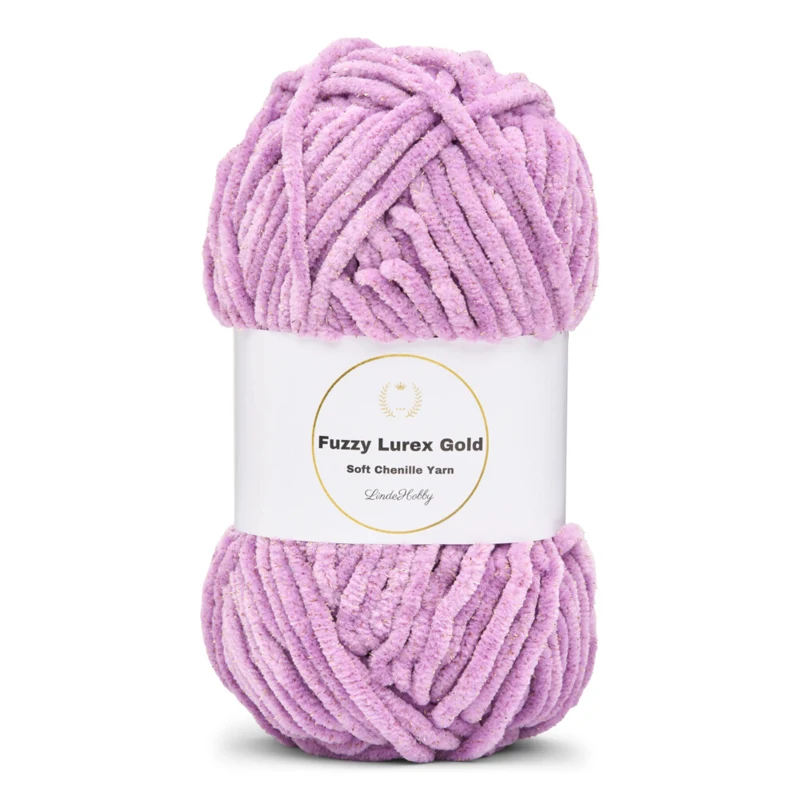 LindeHobby Fuzzy Chenille Gold Lurex 41 Lilla