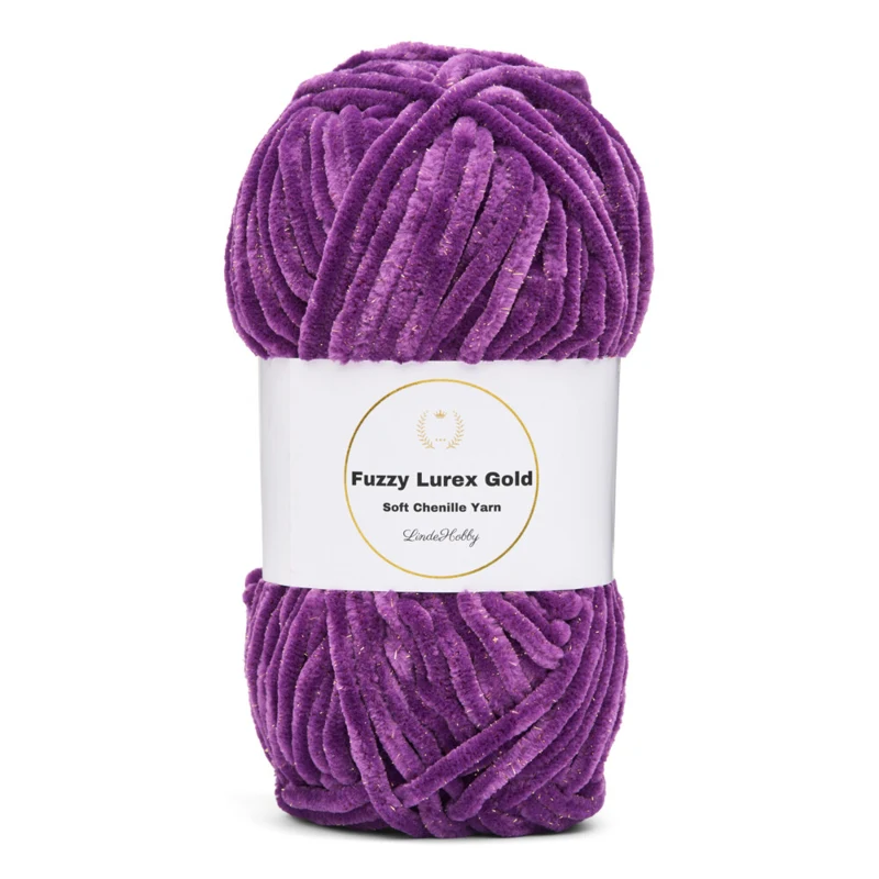LindeHobby Fuzzy Chenille Gold Lurex 40 Viola