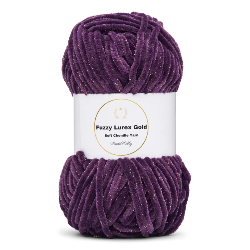 LindeHobby Fuzzy Chenille Gold Lurex 15 Prugna