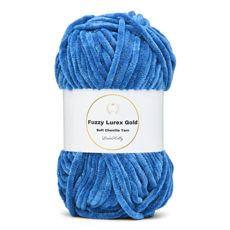 LindeHobby Fuzzy Chenille Gold Lurex 36 Blu