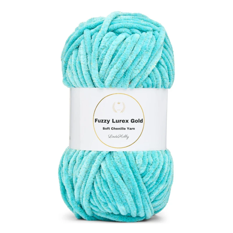 LindeHobby Fuzzy Chenille Gold Lurex 13 Turchese scuro