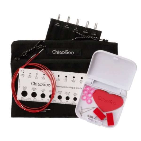 ChiaoGoo Set Ferri Circolari Intercambiabili Twist Red Lace, Mini, 10 cm