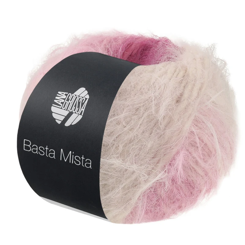 Lana Grossa Basta Mista 123 Rosso violaceo/fucsia/pink/rosa/bianco grezzo/bianco conchiglia