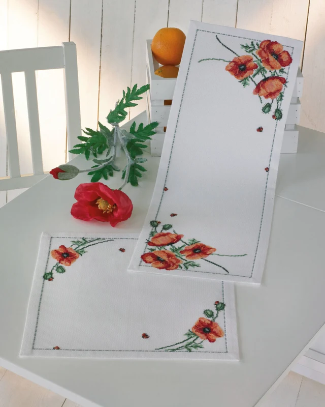 Kit per Ricamo Papavero 36 x 36 cm