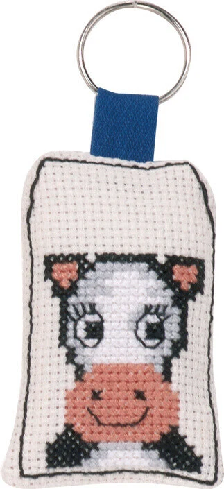 Kit di ricamo Portachiavi mucca 5 x 7 cm