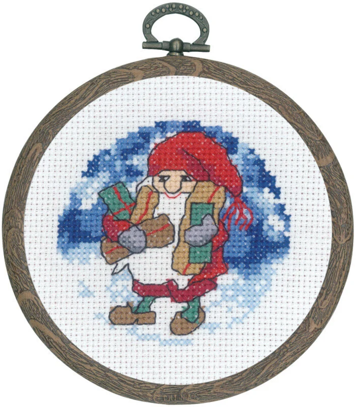 Kit di Ricamo Babbo Natale con Pacco M 5957/60 Ø 10 cm