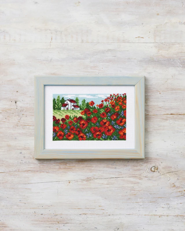 Kit Ricamo Campo di Papaveri 18 x 13 cm
