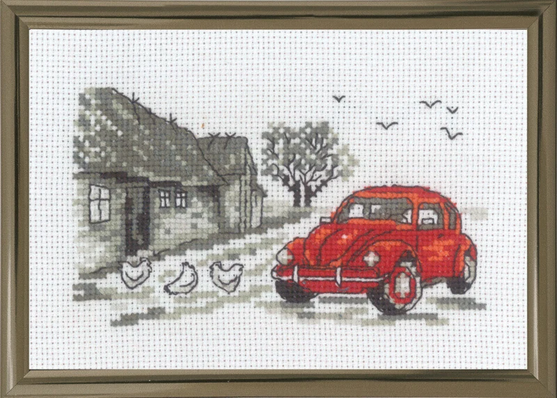 Kit da Ricamo L'Auto Rossa R5794 15 x 10 cm