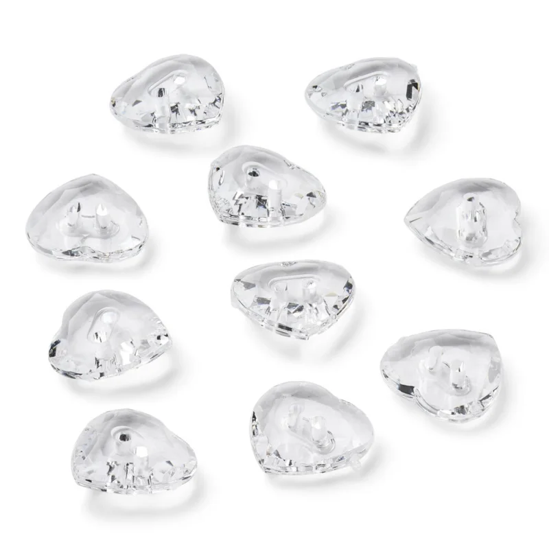 LindeHobby Bottoni Cristallo, Cuore, Chiaro, 12 mm, 10 pz