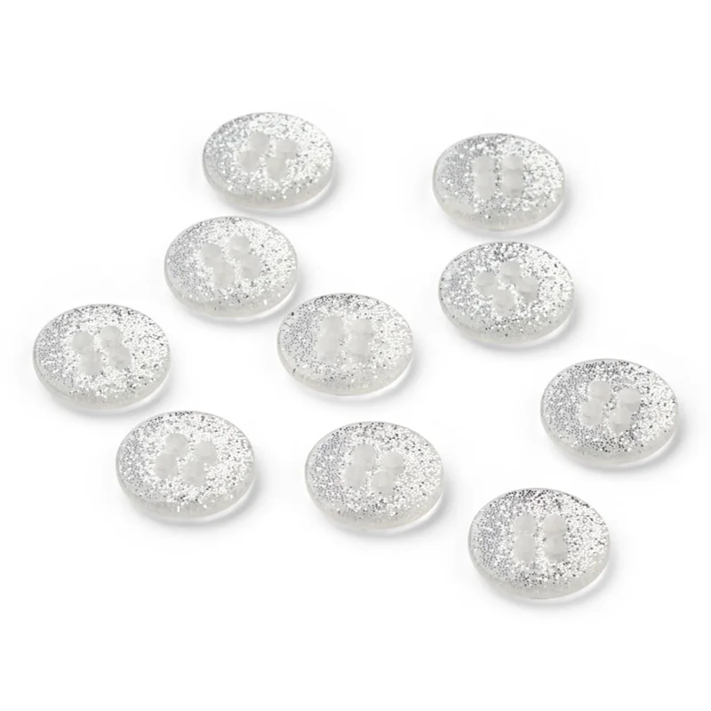 LindeHobby Bottoni Glitterati, Bianchi, 12 mm, 10 pz