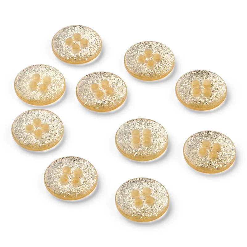 LindeHobby Bottoni Glitterati, Giallo chiaro, 12 mm, 10 pz