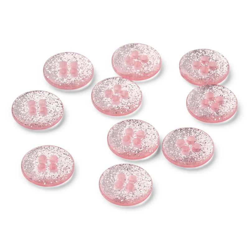 LindeHobby Bottoni Glitterati, Rosa, 12 mm, 10 pezzi